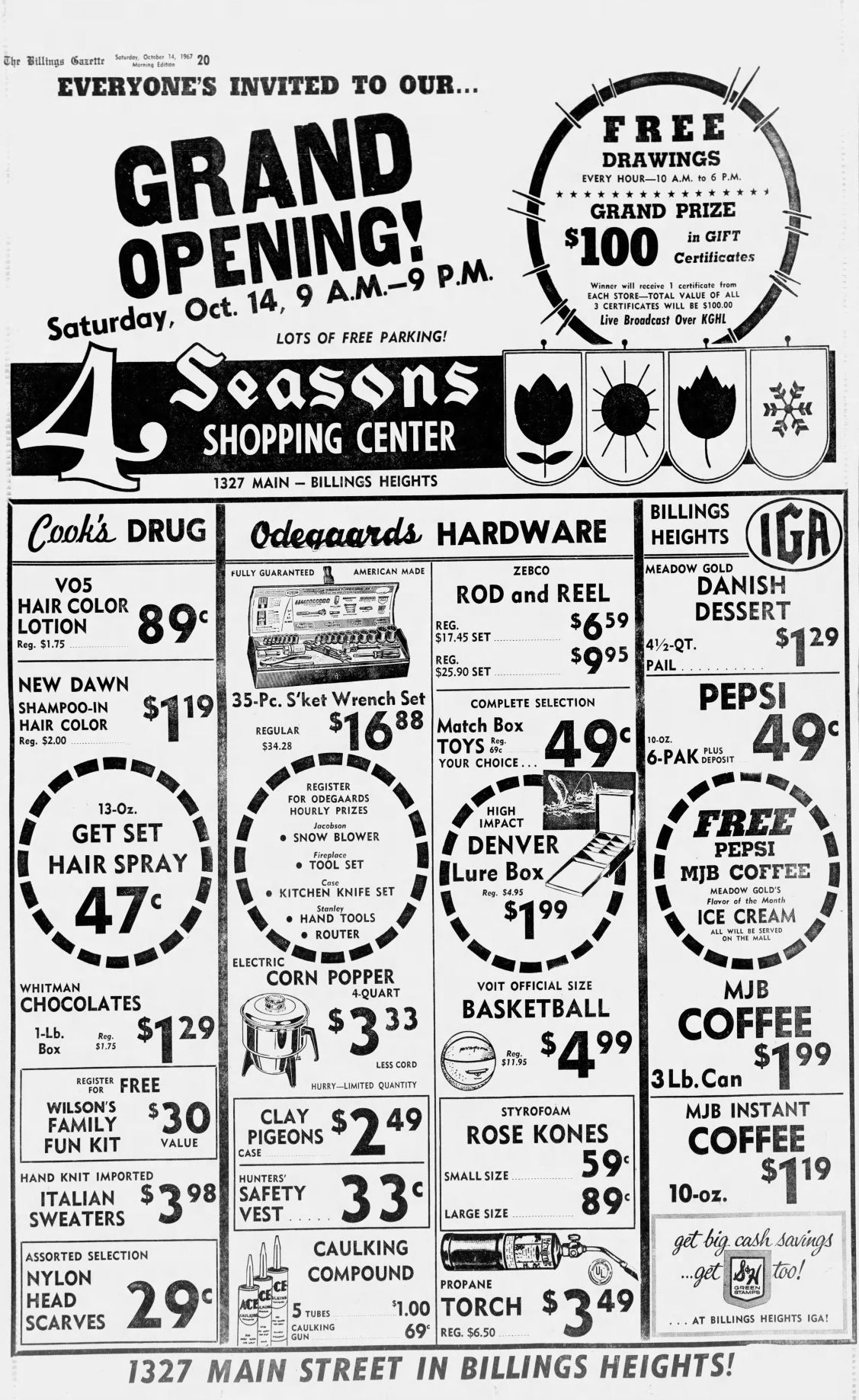 4 Seasons Shopping Center ad — October 1967